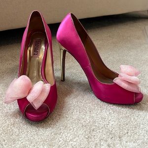 Pink and gold Badgley Mischka heels